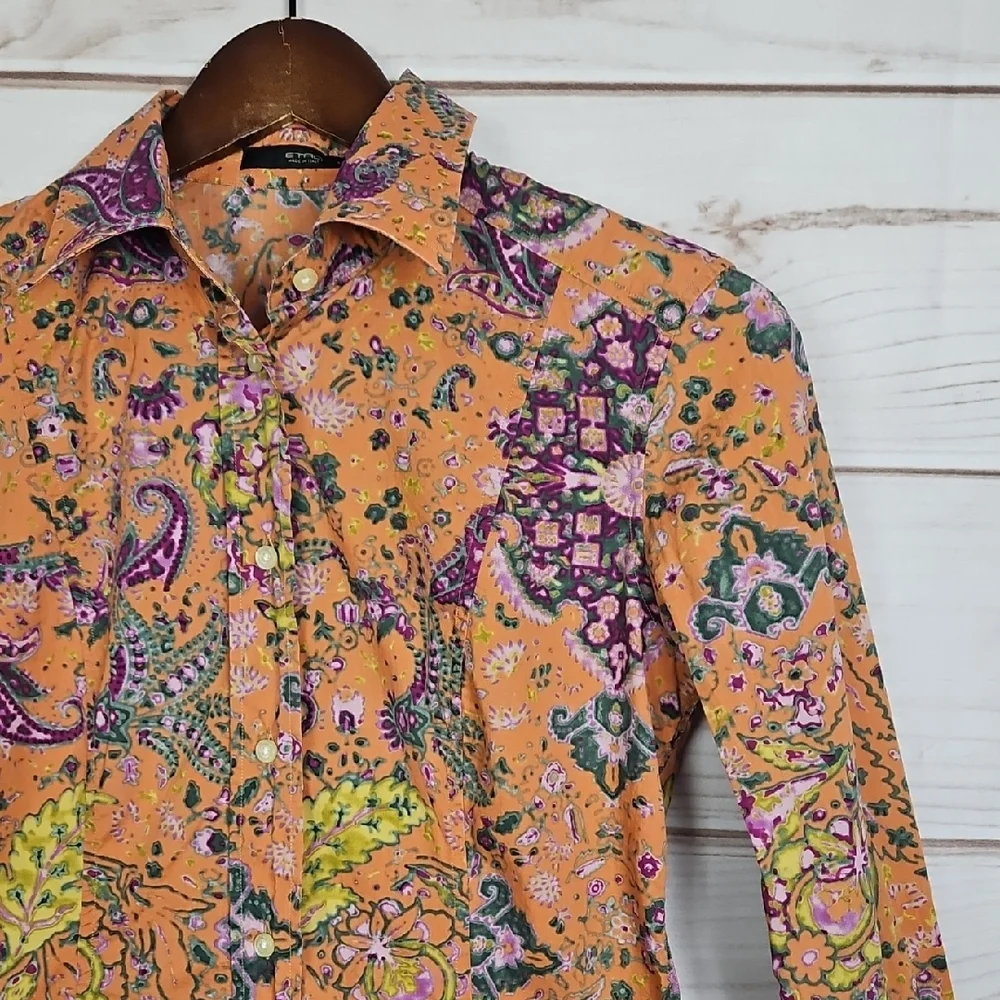 ETRO Multicolor Paisley & Floral Button Down Shirt - Size 40 - Picture 3 of 15